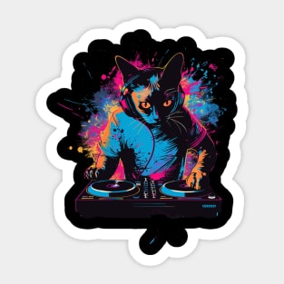 Cat DJ Wave Sticker